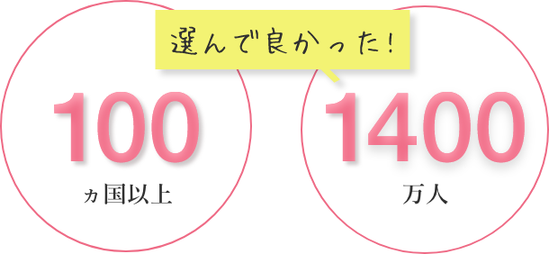 選んで良かった!100ヵ国以上。1000万人以上。