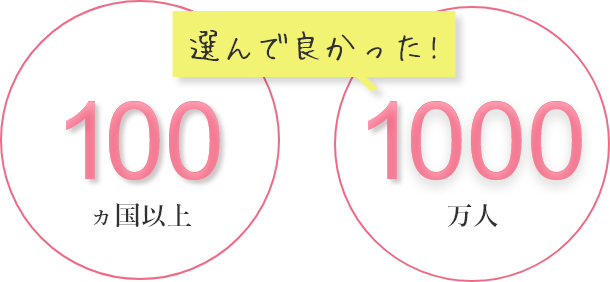 選んで良かった!100ヵ国以上。1000万人以上。